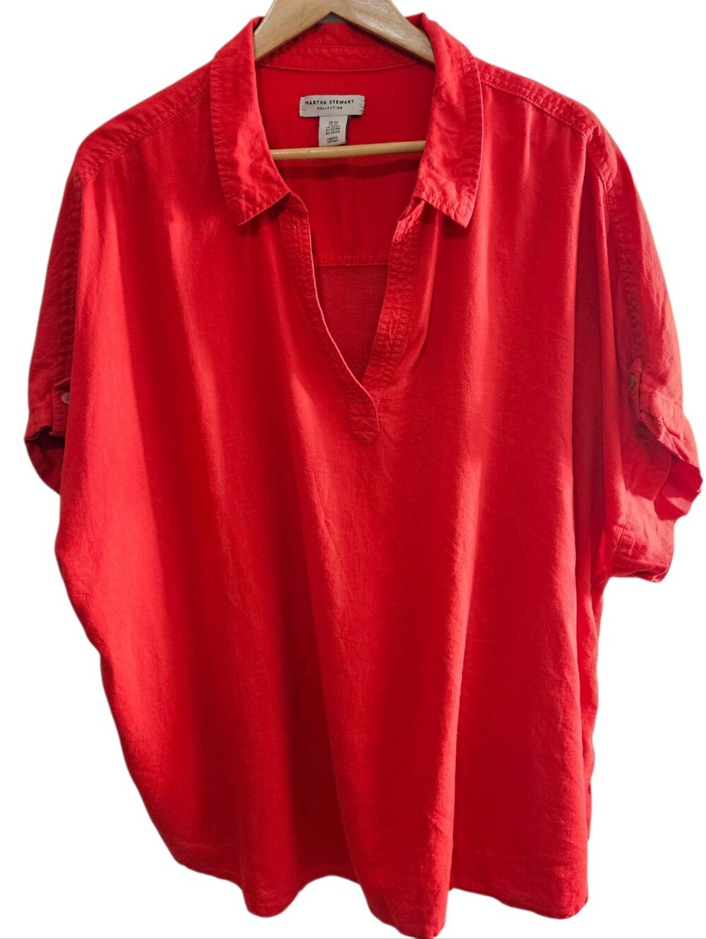 Martha Stewart Women's Casual Shirt Linen Blend Shirt